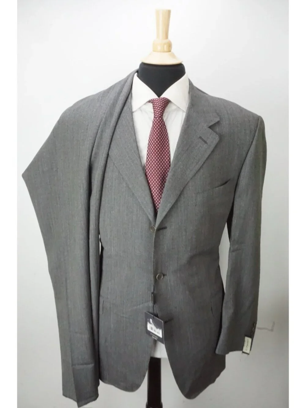 Canali Gray Herringbone Wool 2 Pc Suit Jacket Pants Sz 48R US 58 EU NEW